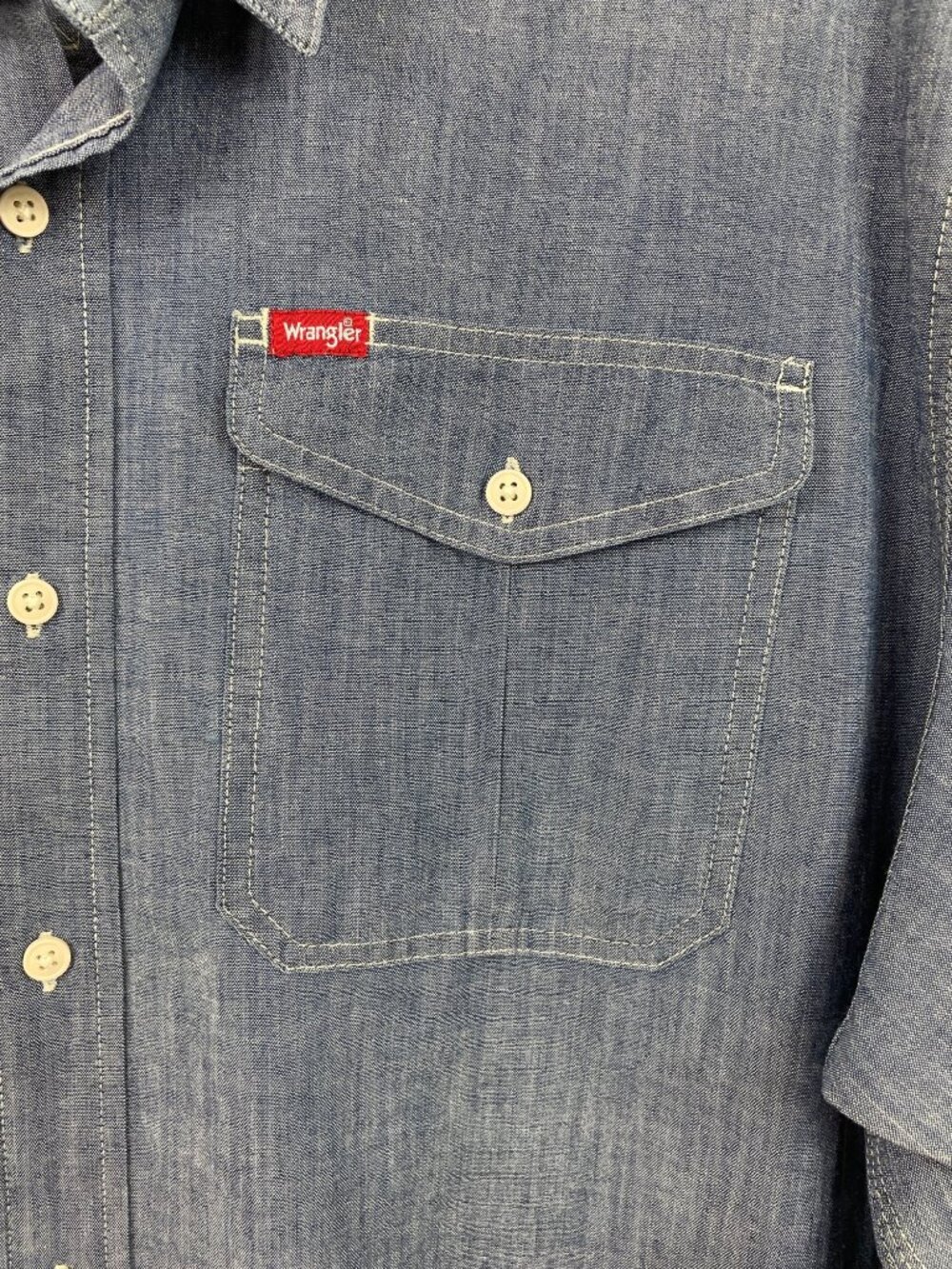 Wrangler Mens Denim Chambray Short Sleeve Button-Up Shirt 2XL - Picture 4 of 10